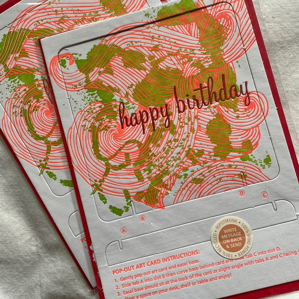 Spotmonk letterpress birthday cards